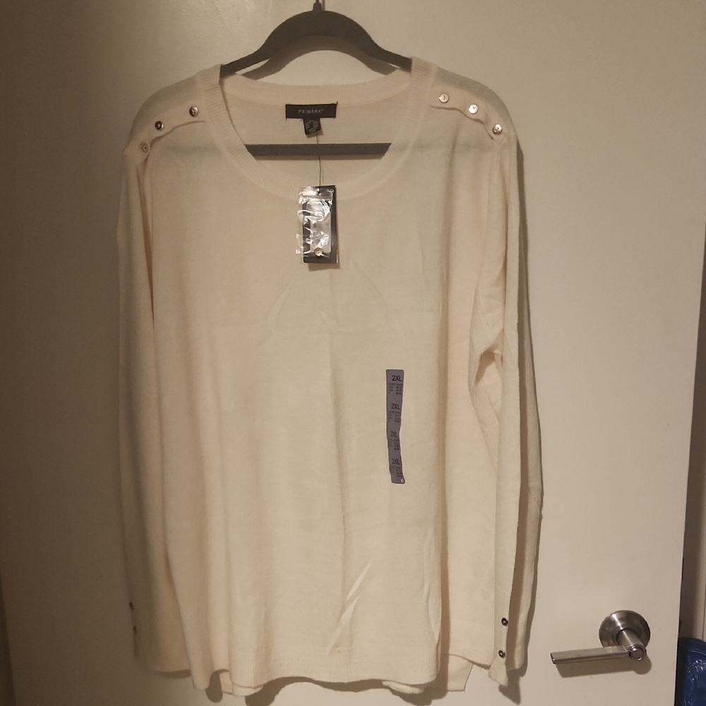 Cream Sweater with Button Accents